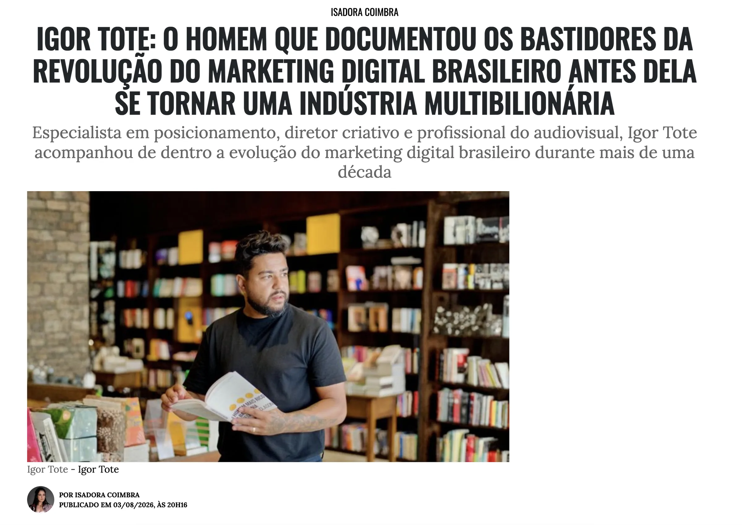 Matéria sobre Igor Tote